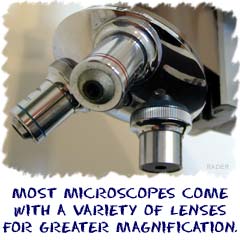 Most microscopes come with a variety of lenses for greater magnification